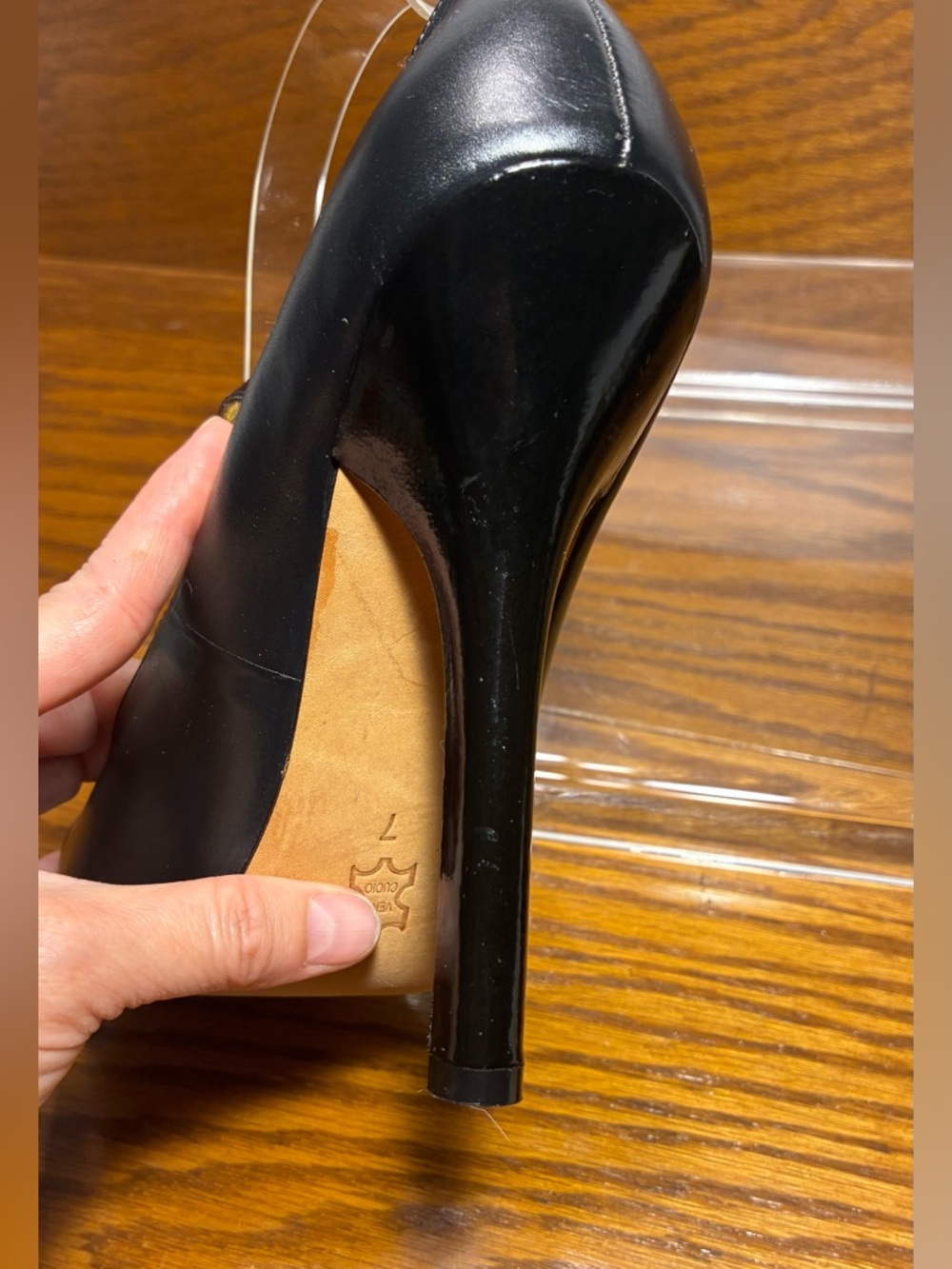 Dolce Vita Mary Jane Patent Accent Stiletto Heels Black Leather Size 7 - Picture 8 of 11